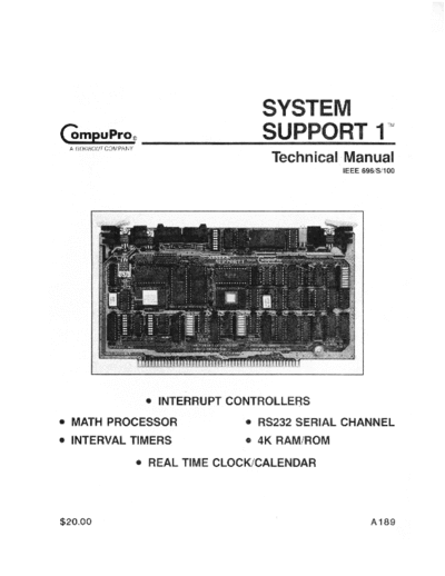compupro A189 System Support 1 Technical Manual Dec83  . Rare and Ancient Equipment compupro A189_System_Support_1_Technical_Manual_Dec83.pdf