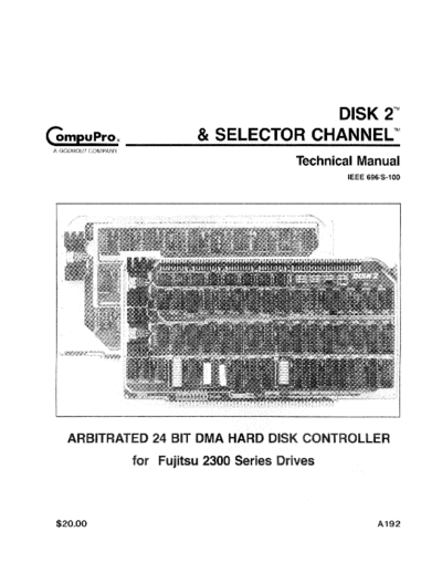 compupro A192 Disk 2 and Selector Channel Technical Manual Nov83  . Rare and Ancient Equipment compupro A192_Disk_2_and_Selector_Channel_Technical_Manual_Nov83.pdf