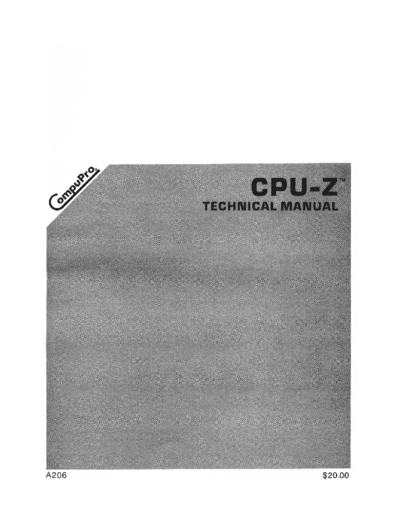 compupro A206 CPU Z Technical Manual Aug84  . Rare and Ancient Equipment compupro A206_CPU_Z_Technical_Manual_Aug84.pdf