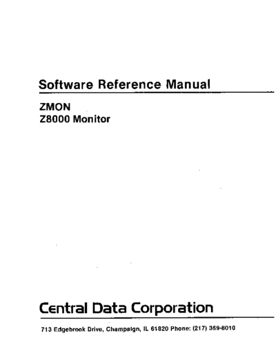 centralData Z8000monitor  . Rare and Ancient Equipment centralData centralData_Z8000monitor.pdf