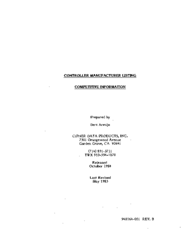 cipher Cipher Controller Manufacturer Listing May85  . Rare and Ancient Equipment cipher Cipher_Controller_Manufacturer_Listing_May85.pdf