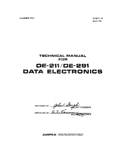 ampex Ampex DE-211 DE-291 Technical Manual Aug68  . Rare and Ancient Equipment ampex Ampex_DE-211_DE-291_Technical_Manual_Aug68.pdf