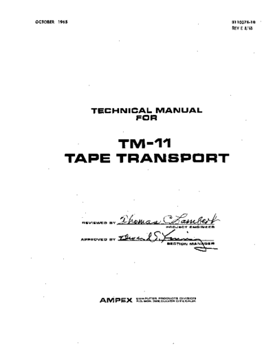 ampex Ampex TM-11 Technical Manual Aug68  . Rare and Ancient Equipment ampex Ampex_TM-11_Technical_Manual_Aug68.pdf
