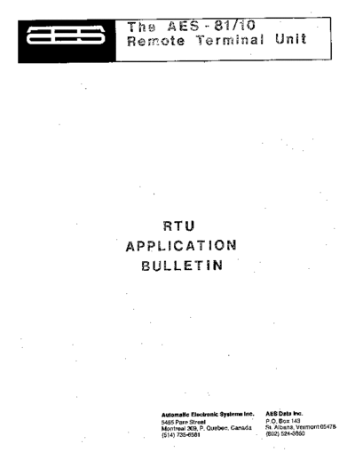 aes AES 81 Remote Terminal Unit  . Rare and Ancient Equipment aes AES_81_Remote_Terminal_Unit.pdf