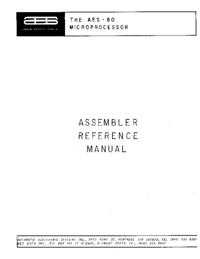 aes AES-80 Assembler  . Rare and Ancient Equipment aes AES-80_Assembler.pdf