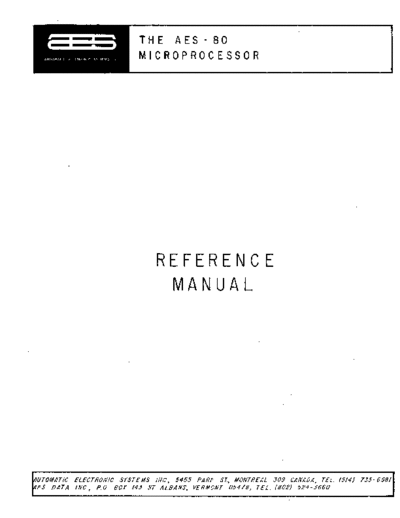 aes AES-80 Microprocessor Reference  . Rare and Ancient Equipment aes AES-80_Microprocessor_Reference.pdf