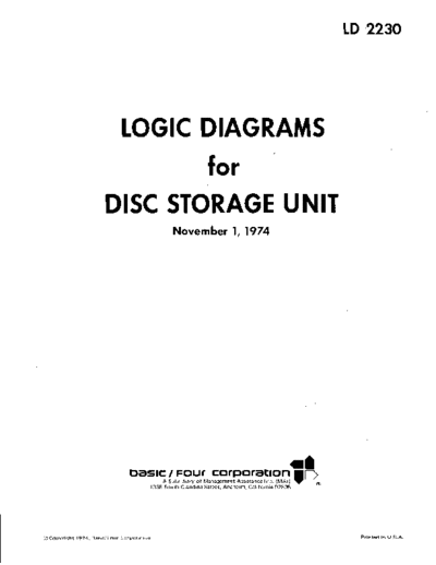 basicFour LD2230 Disk Storage Unit Logic Diagrams Nov74  . Rare and Ancient Equipment basicFour LD2230_Disk_Storage_Unit_Logic_Diagrams_Nov74.pdf