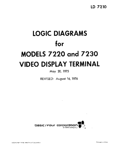 basicFour LD7210 7220 7230 Video Terminal Logic Diagrams Aug76  . Rare and Ancient Equipment basicFour LD7210_7220_7230_Video_Terminal_Logic_Diagrams_Aug76.pdf