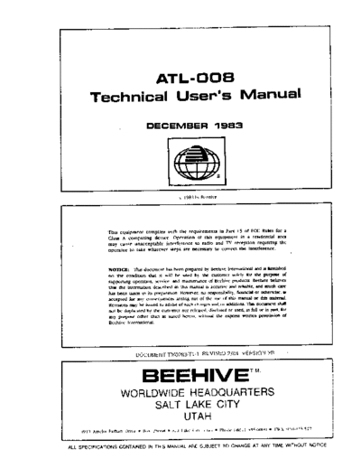 beehive TM0283T1-1 ATL-008 UM Feb84  . Rare and Ancient Equipment beehive TM0283T1-1_ATL-008_UM_Feb84.pdf