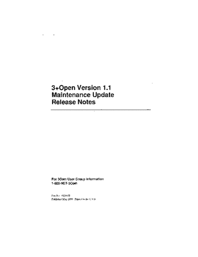 3Com 4814-03 3+Open Version 1.1 Maintenance Update Release Notes May90  3Com 3+Open 4814-03_3+Open_Version_1.1_Maintenance_Update_Release_Notes_May90.pdf