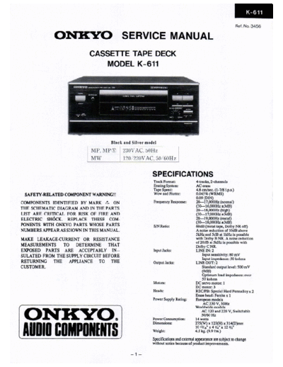 ONKYO hfe onkyo k-611 service en  ONKYO Audio K-611 hfe_onkyo_k-611_service_en.pdf