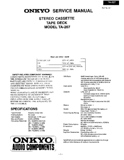 ONKYO hfe onkyo ta-207 service  ONKYO Audio TA-207 hfe_onkyo_ta-207_service.pdf