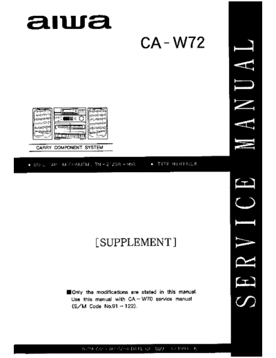 AIWA AIWA CA-W72 Supplement  AIWA Audio CA-W72 AIWA_CA-W72_Supplement.pdf
