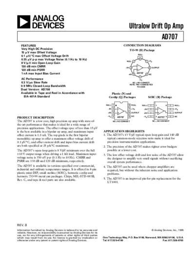 Agilent AD707  Agilent 3457A pdf AD707.pdf