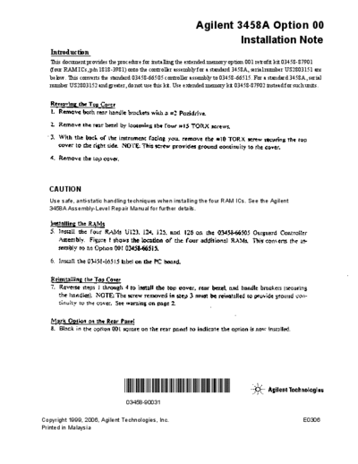 Agilent 03458-90031  Agilent 3458A service 03458-90031.pdf