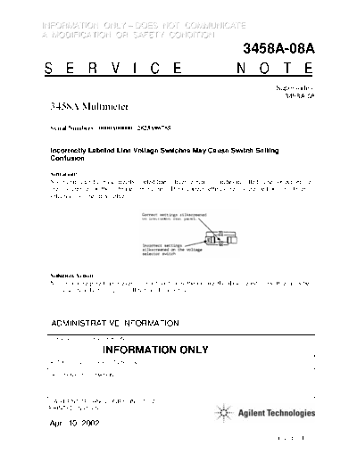 Agilent 3458A-08A  Agilent 3458A service 3458A-08A.pdf