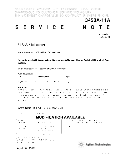 Agilent 3458A-11A  Agilent 3458A service 3458A-11A.pdf