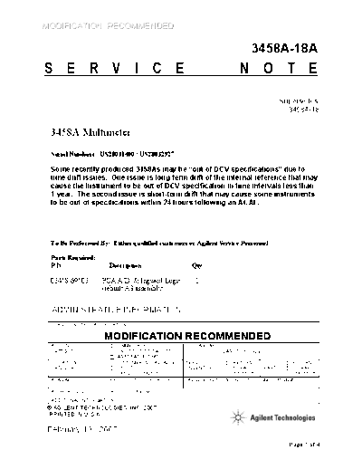 Agilent 3458A-18A  Agilent 3458A service 3458A-18A.pdf