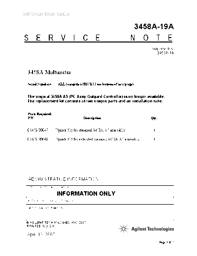 Agilent 3458A-19A  Agilent 3458A service 3458A-19A.pdf