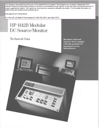 Agilent HP 4142B Modular DC Source Monitor Technical Data  Agilent 4142B pdf HP_4142B_Modular_DC_Source_Monitor_Technical_Data.pdf