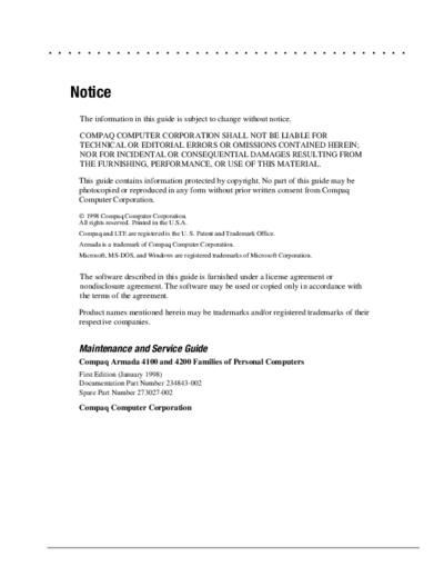 Compaq-HP Compaq Armada 4100 and 4200 Families  Compaq-HP HP_COMPAQ Compaq Armada Compaq Armada 4100 and 4200 Families.pdf