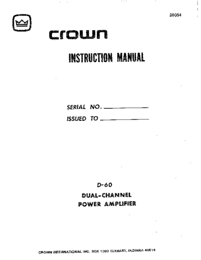 Crown International hfe crown d-60 en  Crown International Audio D-60 hfe_crown_d-60_en.pdf