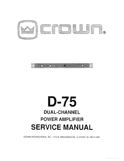 Crown International hfe crown d-75 service  Crown International Audio D-75 hfe_crown_d-75_service.pdf