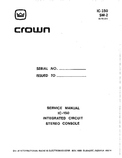 Crown International hfe crown ic-150 service  Crown International Audio IC-150 hfe_crown_ic-150_service.pdf