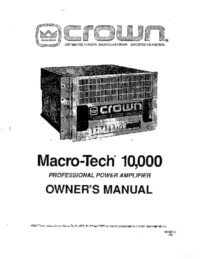 Crown International hfe crown macro-tech 10000 en  Crown International Audio Macro-Tech 10000 hfe_crown_macro-tech_10000_en.pdf