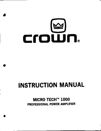 Crown International Crown MicroTech 1000  Crown International Audio Micro-Tech 1000 Crown_MicroTech_1000.pdf