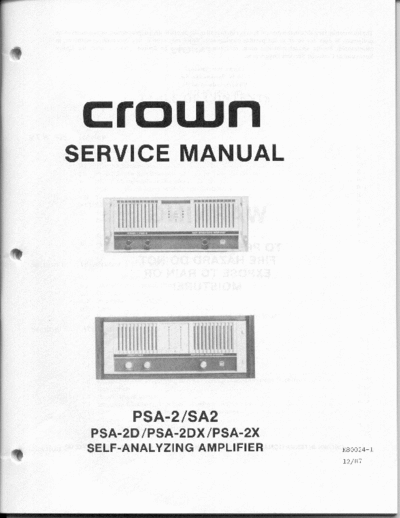 Crown International hfe crown psa-2 service  Crown International Audio PSA-2 hfe_crown_psa-2_service.pdf