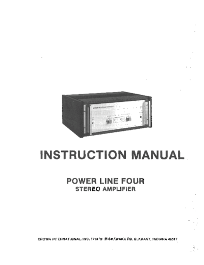 Crown International hfe crown power line four instruction manual  Crown International Audio Power Line Four hfe_crown_power_line_four_instruction_manual.pdf