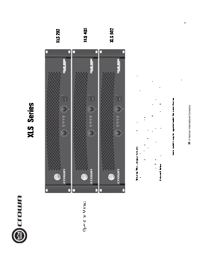 Crown International xls202  Crown International Audio XLS202, XLS402, XLS602 xls202.pdf