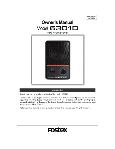 FOSTEX hfe fostex 6301d en  FOSTEX Audio 6301D hfe_fostex_6301d_en.pdf