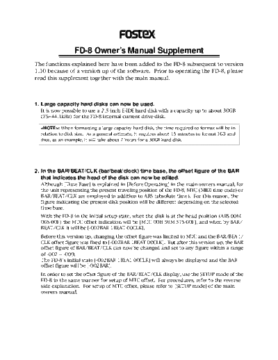 FOSTEX hfe fostex fd-8 supplement en  FOSTEX Audio FD-8 hfe_fostex_fd-8_supplement_en.pdf