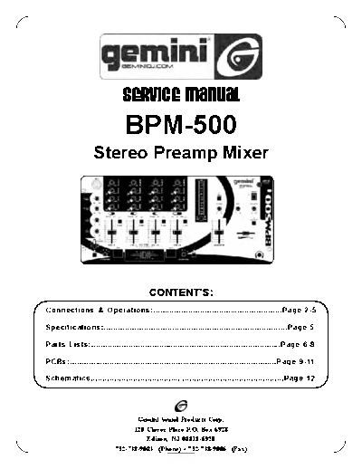 GEMINI hfe gemini bpm-500 service  GEMINI Audio BPM-500 hfe_gemini_bpm-500_service.pdf