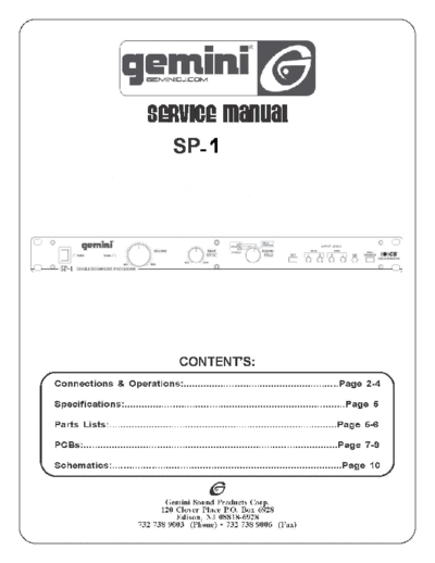 GEMINI hfe   sp-1 service  GEMINI Audio SP-1 hfe_gemini_sp-1_service.pdf