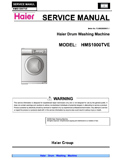 HAIER HAIER HMS1000TVE Ver.1.1  HAIER Washing Machine HMS1000TVE VER.1.1 HAIER_HMS1000TVE_Ver.1.1.pdf