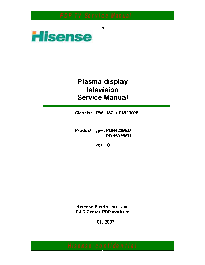 HISENSE PDH5039EU  HISENSE Plasma PDH5039EU PDH5039EU.pdf