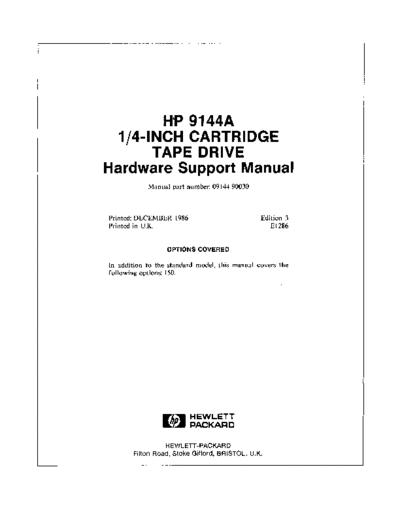 HP 09144-90030 9144A HwSupport Dec86  HP tape 9144 09144-90030_9144A_HwSupport_Dec86.pdf