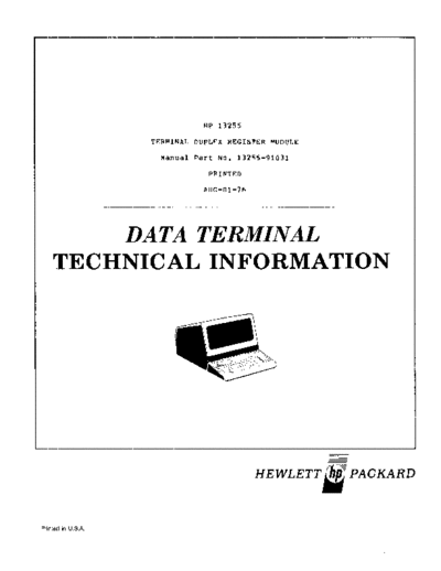 HP 13255-91031 Duplex Register Module Aug76  HP terminal 264x 13255-91031_Duplex_Register_Module_Aug76.pdf