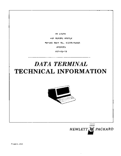 HP 13255-91065 4K Memory Module Aug76  HP terminal 264x 13255-91065_4K_Memory_Module_Aug76.pdf