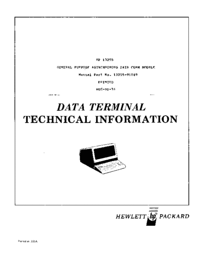 HP 13255-91089 General Purpose Asynchronous Data Comm Module Aug76  HP terminal 264x 13255-91089_General_Purpose_Asynchronous_Data_Comm_Module_Aug76.pdf