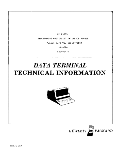 HP 13255-91107 Synchronous Multipoint Interface Module Aug76  HP terminal 264x 13255-91107_Synchronous_Multipoint_Interface_Module_Aug76.pdf