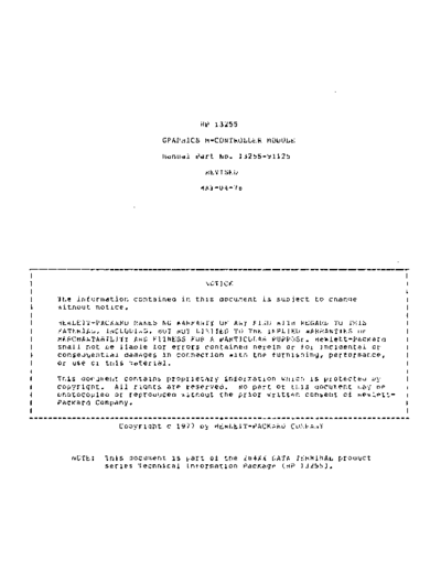 HP 13255-91125 Graphics M-Controller Module May78  HP terminal 264x 13255-91125_Graphics_M-Controller_Module_May78.pdf