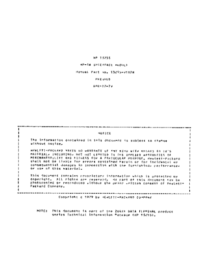 HP 13255-91128 264xHPIB Apr79  HP terminal 264x 13255-91128_264xHPIB_Apr79.pdf