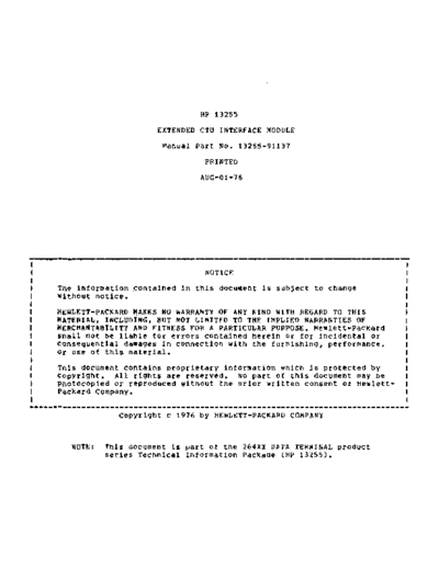 HP 13255-91137 Extended CTU Interface Module Aug76  HP terminal 264x 13255-91137_Extended_CTU_Interface_Module_Aug76.pdf
