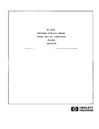 HP 13255-91209 8080 Module Apr78  HP terminal 264x 13255-91209_8080_Module_Apr78.pdf