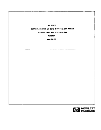 HP 13255-91243 Control Memory With Dual Bank Select Jun80  HP terminal 264x 13255-91243_Control_Memory_With_Dual_Bank_Select_Jun80.pdf