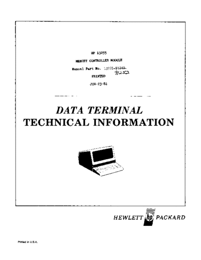 HP 13255-91252 Memory Controller Module Jun81  HP terminal 264x 13255-91252_Memory_Controller_Module_Jun81.pdf